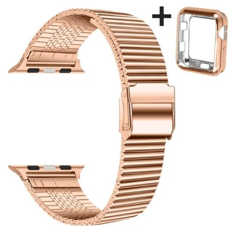 [MO041] ★Apple Watch belt 38mm/41mm/42mm/40mm/44mm/45mm★ アップルウォッチ バンパーケース+スチールバンド 替えベルト メタル スタイリッシュ