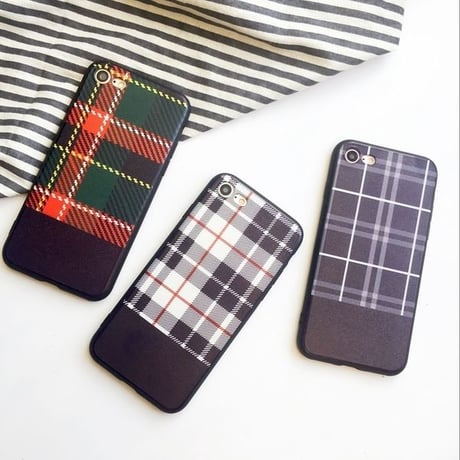 【SI028】★ iPhone 6 / 6s / 6Plus / 6sPlus / 7 / 7Plus ★ シェル型 ケース ( 3パターン ) 英国風 タータン チェック おしゃれ 大人 シンプル