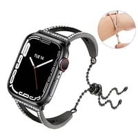 [MO114] ★Apple Watch belt 38mm/41mm/42mm/40mm/44mm/45mm★ アップルウォッチ 替えベルト 三角 ラインストーン ボールチェーン ステンレススチール