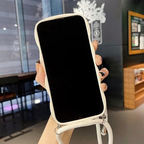 [MO185] ★iPhone7/8/SE(第2.3世代)/12/13/Pro/Pro Max/mini★ iPhoneケース ショルダー シェル型 モコモコ クリア 縁取り パステルカラー