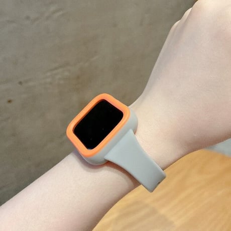 [MO214] ★Apple Watch belt 38mm/41mm/42mm/40mm/44mm/45mm ★ アップルウォッチ バンパーバンド一体型 シリコン バイカラー ビビッドカラー 防水