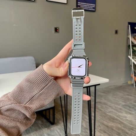 [MO054] ★Apple Watch belt 38mm/41mm/42mm/40mm/44mm/45mm★ アップルウォッチ バンパーケース+替えバンド プロテクター シリコンベルト 高見え