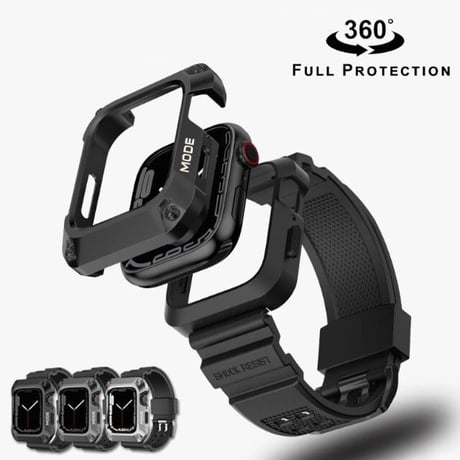 [MO204] ★Apple Watch belt 44mm/45mm★ アップルウォッチ バンパーバンド一体型 TPUベルト ステンレススチールバンパー プロテクター 耐衝撃 スポーティー
