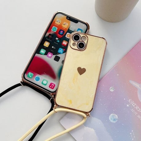 [MO189] ★iPhone7/8/SE(第2.3世代)/12/13/Pro/Pro Max★ iPhoneケース ショルダー シェル型 シリコン ニュアンスデザイン ハート