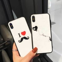 [MD399] ★ iPhone 6 / 6s / 6Plus / 6sPlus / 7 / 7Plus / 8 / 8Plus / X ★ シェルカバー ケース Love ひげ シンプル