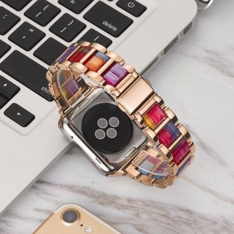 [MO203] ★Apple Watch belt 38mm/41mm/42mm/40mm/44mm/45mm★ アップルウォッチ 替えベルト ニュアンスカラー ストーン風 メタリック 異素材ミックス