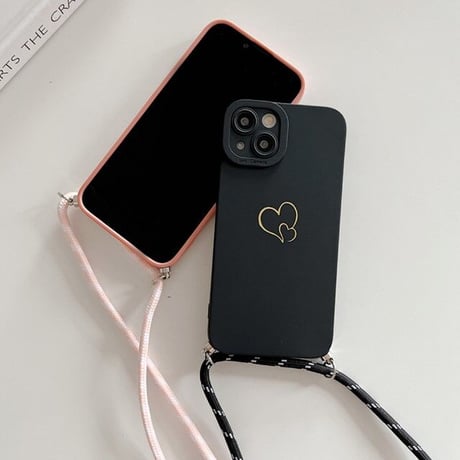 [MO187] ★iPhone7/8/SE(第2.3世代)/12/13/Pro/Pro Max/mini★ iPhoneケース ショルダー ストラップ シェル型 シリコン ハート カメラ保護