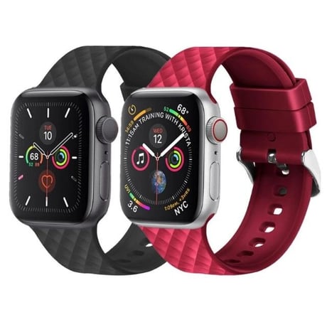 [MO155] ★Apple Watch belt 38mm/42mm/40mm/44mm★ アップルウォッチ 替えベルト シリコン キルティング風 格子柄 シンプル 防水