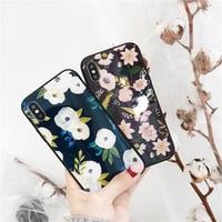 [MD403] ★ iPhone 6 / 6s /6Plus / 6sPlus / 7 / 7Plus / 8 / 8Plus / X ★ シェルカバー ケース 花 レトロ グラスケース