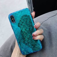 [MD424] ★ iPhone 6 / 6s / 6Plus / 6sPlus / 7 / 7Plus / 8 / 8Plus / X ★ シェルカバー ケース うろこ マーメイド ブルー