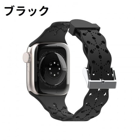[MO220] ★Apple Watch belt 38mm/41mm/42mm/40mm/44mm/45mm ★ アップルウォッチ 替えベルト シリコン パンチング 結晶柄 レース風 防水 通気性