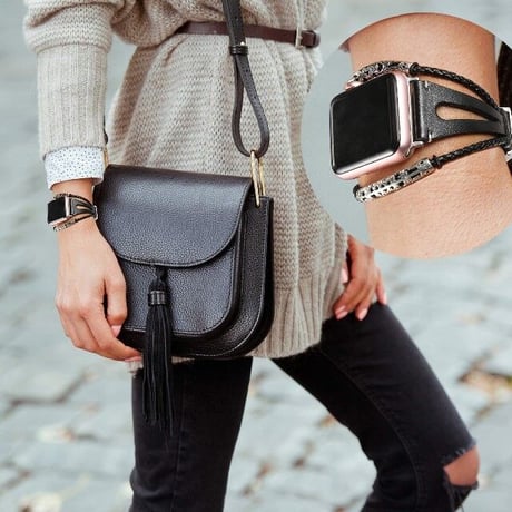 [MO120] ★Apple Watch belt 38mm/41mm/42mm/40mm/44mm/45mm★ アップルウォッチ 替えベルト レザー×ステンレススチール 民族調 切り替えデザイン