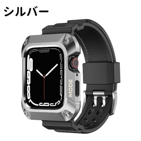 [MO204] ★Apple Watch belt 44mm/45mm★ アップルウォッチ バンパーバンド一体型 TPUベルト ステンレススチールバンパー プロテクター 耐衝撃 スポーティー