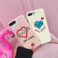 [MD406] ★ iPhone 6 / 6s / 6Plus / 6sPlus / 7 / 7Plus / 8 / 8Plus / X ★ シェルカバー ケース ハート ペア ポップ 落書き風