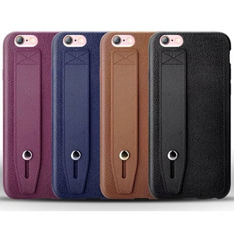 【AO081】★ iPhone6 / 6Plus / 6s / 6sPlus ★ ベルト付き 落下防止 レザー調 iPhoneケース