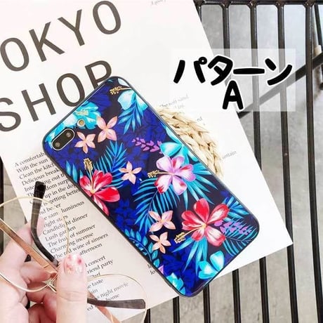 [MD397] ★ iPhone 6 / 6s / 6Plus / 6sPlus / 7 / 7Plus / 8 / 8Plus / X ★ シェルカバー ケース ブルー フラワー 綺麗