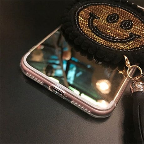【AO112】★ iPhone7 / 7Plus ★ スパンコール ゴールド＆シルバーにこちゃん iPhoneケース