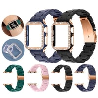 [MO174] ★Apple Watch belt 38mm/42mm/40mm/44mm★ アップルウォッチ バンパーケース+替えベルト セット レジン ラインストーン ラグジュアリー 軽量