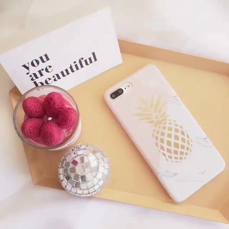 [NW203]  ★ iPhone 6 / 6s / 6Plus / 6sPlus / 7 / 7Plus / 8 / 8Plus ★ シェルカバー ケース 大理石 パターン パイナップル