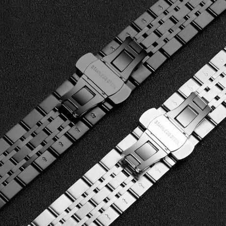 [MO207] ★Apple Watch belt 38mm/42mm/40mm/44mm★ アップルウォッチ 替えベルト メタリック ステンレススチール ワンカラー ラインアクセント ビジネスシーン