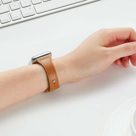 [MO150] ★Apple Watch belt 38mm/42mm/40mm/44mm★ アップルウォッチ 替えベルト シンプル 華奢 レザー 穴止め式 ステッチ 通勤 通学
