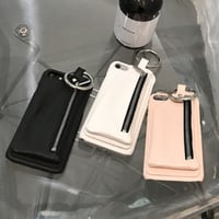 [KS108] ★ iPhone 6 / 6Plus / 7 / 7Plus ★ シェル型 ケース ブラック ピンク ホワイト ジッパー付き お財布 小物入れ 一体型 iPhone ケース
