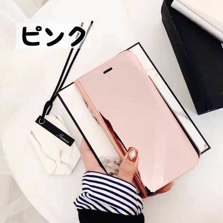[MD438] ★ iPhone 6 / 6s / 6Plus / 6sPlus / 7 / 7Plus / 8 / 8Plus / X ★ 手帳型 ケース ミラー 綺麗 上品 グラスケース