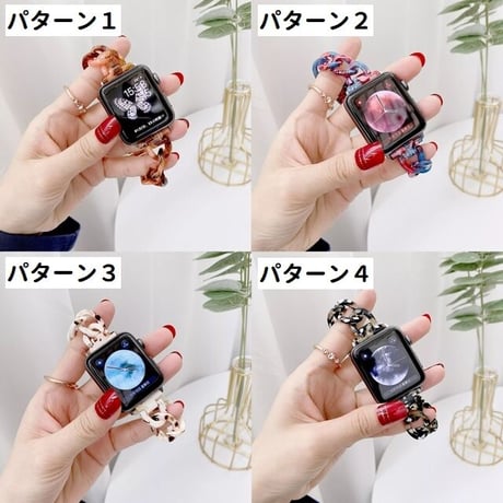 [MO244] ★Apple Watch belt 38mm/40mm/41mm/42mm/44mm/45mm ★ アップルウォッチ 替えベルト チェーン 大理石風 ストーン風 ニュアンスカラー