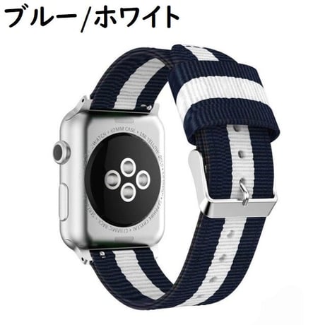 [MO164] ★Apple Watch belt 38mm/42mm/40mm/44mm★ アップルウォッチ 替えベルト ナイロン ストライプ バイカラー スポーティー