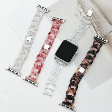 [MO244] ★Apple Watch belt 38mm/40mm/41mm/42mm/44mm/45mm ★ アップルウォッチ 替えベルト チェーン 大理石風 ストーン風 ニュアンスカラー