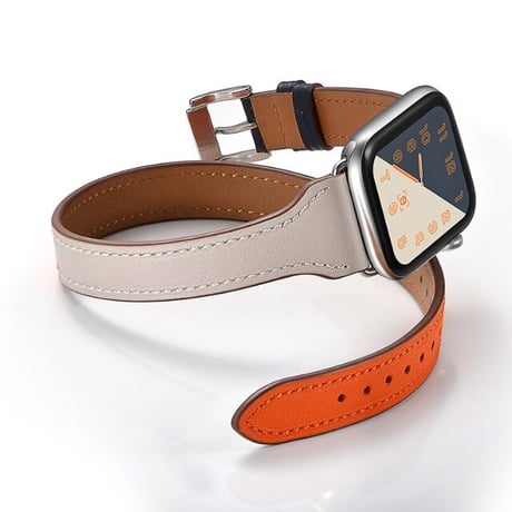 [MO159] ★Apple Watch belt 38mm/42mm/40mm/44mm★ アップルウォッチ 替えベルト レザー ダブルループ 2連 ワンカラー バイカラー