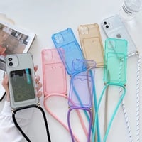 [MO199] ★iPhone7/8/SE(第2.3世代)/12/13/Pro/Pro Max/mini★ iPhoneケース ショルダー シェル型 色付きクリア カード収納 カメラ保護