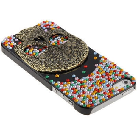 【SS033】スケルトン カラフル ラインストーン プラスチックiPhone5/5sケース ブラック