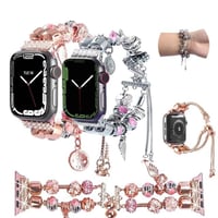 [MO128] ★Apple Watch belt 38mm/41mm/42mm/40mm/44mm/45mm★ アップルウォッチ 替えベルト カスタム可能 ビーズブレスレット ラインストーン ハート
