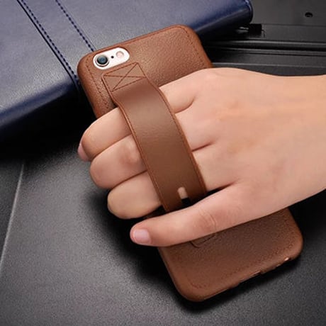 【AO081】★ iPhone6 / 6Plus / 6s / 6sPlus ★ ベルト付き 落下防止 レザー調 iPhoneケース