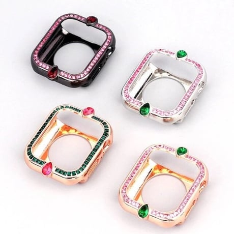 [MO121] ★Apple Watch Bumper Case 40mm/44mm★ アップルウォッチ バンパーケース 高見え 雫型ビジュー ラインストーン ラグジュアリー