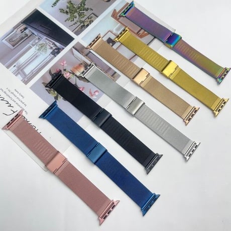 [MO124] ★Apple Watch belt 38mm/41mm/42mm/40mm/44mm/45mm★ アップルウォッチ バンパーケース+替えベルト セット ミラネーゼループ ラインストーン