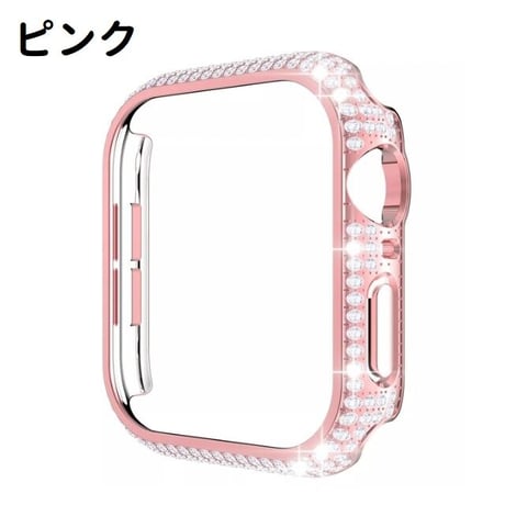[MO240] ★Apple Watch Bumper case 38mm/40mm/42mm/44mm ★ アップルウォッチ バンパーケース ラインストーン メタリックカラー クリア プラスチック