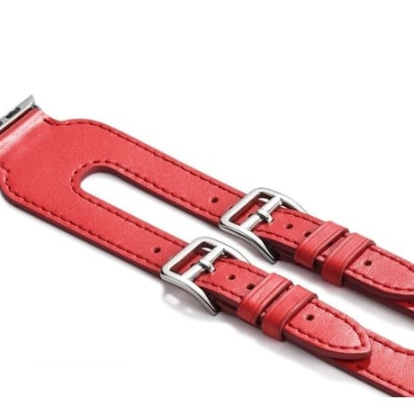 [MO131] ★Apple Watch belt 38mm/42mm/40mm/44mm★ アップルウォッチ 替えベルト 2連レザー ダブルベルト 幅広 ワイド ステッチ