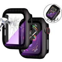 [MO112] ★Apple Watch Bumper Case 38mm/42mm/40mm/44mm★ アップルウォッチ バンパーケース カーボンファイバー 強化ガラス プロテクター シンプル