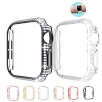 [MO240] ★Apple Watch Bumper case 38mm/40mm/42mm/44mm ★ アップルウォッチ バンパーケース ラインストーン メタリックカラー クリア プラスチック
