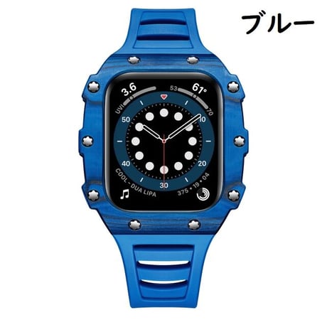 [MO102] ★Apple Watch belt 40mm/41mm/44mm/45mm★ アップルウォッチ バンパーケース+ラバーベルト セット カーボンファイバー ワンカラー ハイブリッド