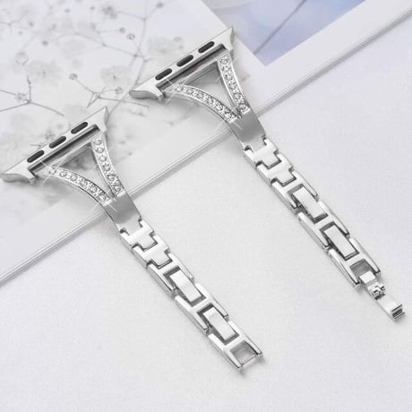 [MO228] ★Apple Watch belt 38mm/40mm/42㎜/44mm ★ アップルウォッチ 替えベルト トライアングルデザイン ブレスレット ラインストーン 華奢 ラグジュアリー