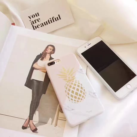 [NW203]  ★ iPhone 6 / 6s / 6Plus / 6sPlus / 7 / 7Plus / 8 / 8Plus ★ シェルカバー ケース 大理石 パターン パイナップル