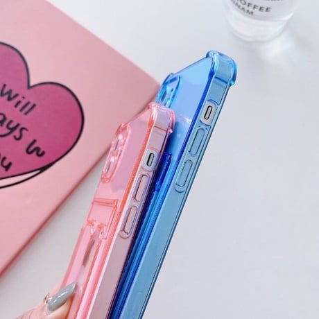 [MO199] ★iPhone7/8/SE(第2.3世代)/12/13/Pro/Pro Max/mini★ iPhoneケース ショルダー シェル型 色付きクリア カード収納 カメラ保護