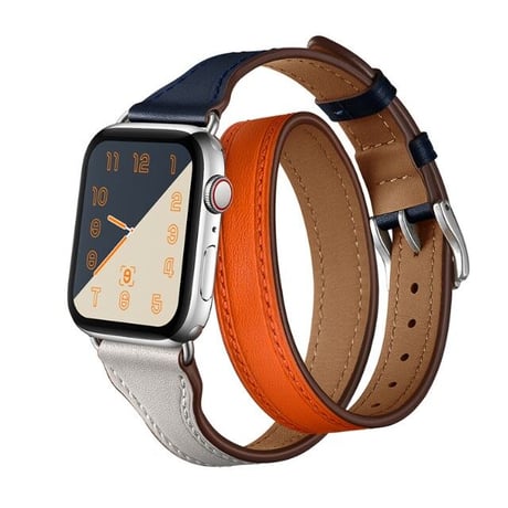 [MO159] ★Apple Watch belt 38mm/42mm/40mm/44mm★ アップルウォッチ 替えベルト レザー ダブルループ 2連 ワンカラー バイカラー