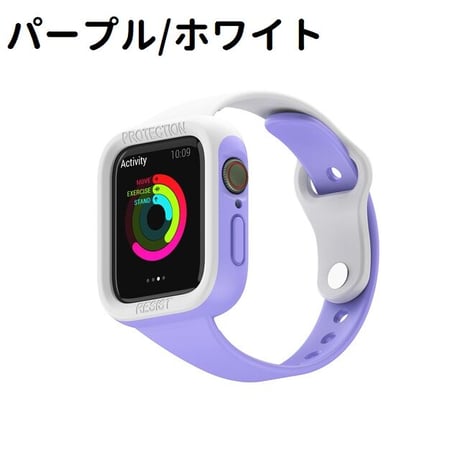 [MO214] ★Apple Watch belt 38mm/41mm/42mm/40mm/44mm/45mm ★ アップルウォッチ バンパーバンド一体型 シリコン バイカラー ビビッドカラー 防水