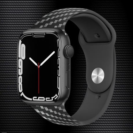 [MO171] ★Apple Watch belt 38mm/41mm/42mm/40mm/44mm/45mm★ アップルウォッチ 替えベルト カーボン繊維 シリコン ストライプ 縞鋼板モチーフ