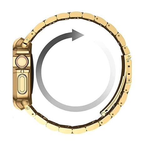 [MO074] ★Apple Watch belt 38mm/40mm/41mm/42mm/44mm/45mm★ アップルウォッチ TPUバンパーケース+ステンレスベルト ラインアクセント ワンカラー
