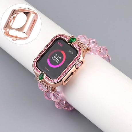 [MO121] ★Apple Watch Bumper Case 40mm/44mm★ アップルウォッチ バンパーケース 高見え 雫型ビジュー ラインストーン ラグジュアリー
